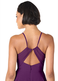 Azazie Avelina Bridesmaid Dresses Grape A-Line V-Neck Pleated Chiffon Dress image5