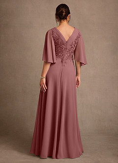 Azazie Tilda Abiti per la Madre della Sposa Abito A-Line in Chiffon Pizzo Rosa Del Deserto image2