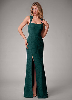 Azazie Luci Bridesmaid Dresses Pine Mermaid Pleated Floral Burnout Convertible Dress image6