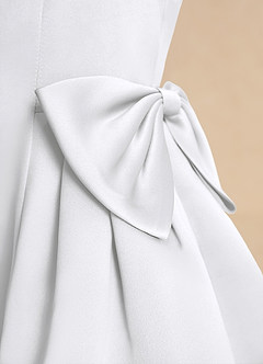 Azazie Macaroon Flower Girl Dresses White Ball-Gown Bow Matte Satin Dress image6