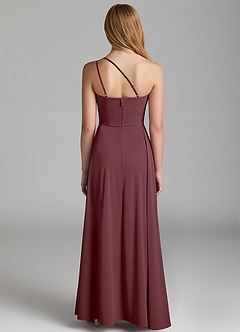 Azazie Maron Junior Sangria A-Line Pleated Stretch Satin Dress image4