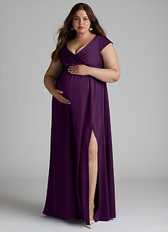 Azazie Allessia Maternity Bridesmaid Dresses A-Line Pleated Stretch Satin Floor-Length Dress image11