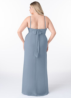Azazie Mai Bridesmaid Dresses Dusty Blue Sheath Pleated Chiffon Dress image8