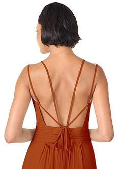 Azazie Farren Bridesmaid Dresses Paprika A-Line Pleated Chiffon Convertible Dress image8