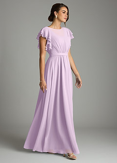 Azazie Daphne Modest Bridesmaid Dresses A-Line Ruffled Chiffon Floor-Length Dress image4