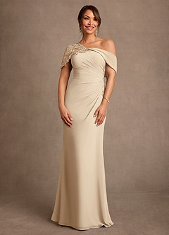 Azazie Sally Mother of the Bride Dresses Champagne Sheath Lace Chiffon Dress image1