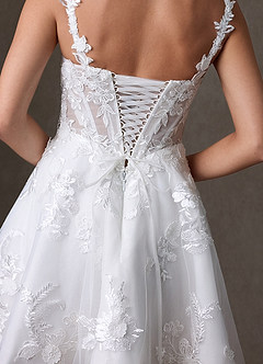 Azazie Darcy Wedding Dresses Diamond White A-Line Lace Dress image7