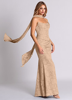 Azazie Sorrel Jurken voor bruidsmeisjes Converteerbaar Jurk van Bloemen Burn-out met Zeemeermin Korset Champagne image4