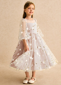 Azazie Elowen Flower Girl Dresses English Rose A-Line Sweetheart Neckline Lace Dress image4