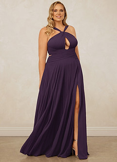 Christian Siriano Bridal for Azazie 1009 Bridesmaid Dresses Plum A-Line Pleated Chiffon Dress image12