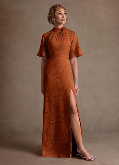 Azazie Hypatia Suknie dla Matki Panny Młodej Osłona Pofałdowany Kwiatowe wypalenie Długość podłogi Sukienka image5