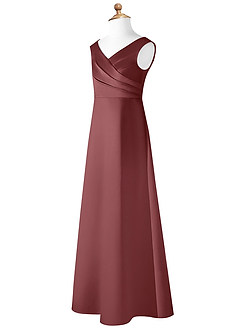 Azazie Sadia Vestido de Rosa Del Desierto de Satin Mate de Acampanado con Plisado image8