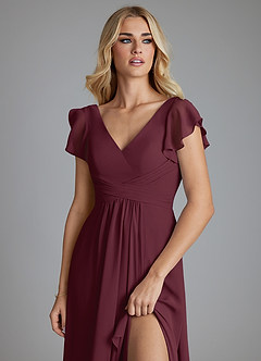 Azazie Omari Bridesmaid Dresses Cabernet A-Line Chiffon Dress image5