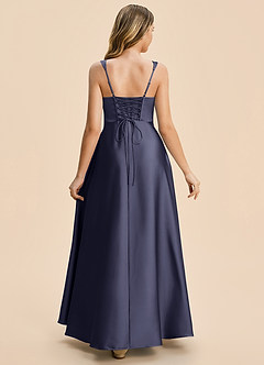 Azazie Azaria Junior Stormy A-Line Pleated Stretch Satin Dress image2