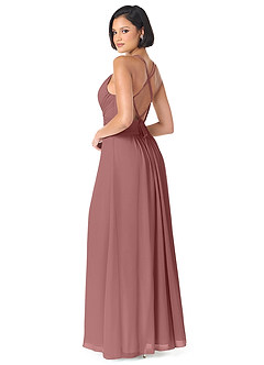 Azazie Farren Final Sale Desert Rose A-Line Pleated Chiffon Convertible Dress image5