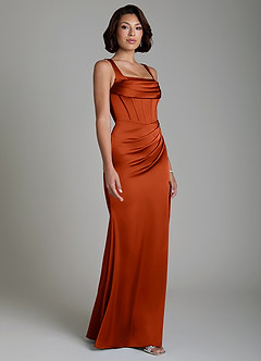 Azazie Amora Brautjungfernkleider Meerjungfrau-Linie Korsett Stretch-Satin Kleid Paprika image5