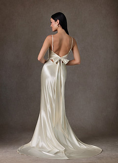 Azazie Kayla Wedding Dresses Antique White Mermaid Charmeuse Dress image3