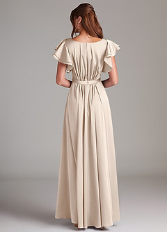 Azazie Daphne Modest Bridesmaid Dresses A-Line Ruched Stretch Satin Floor-Length Dress image6