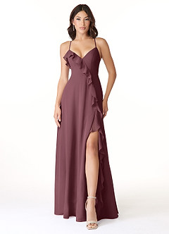 Azazie Tarni Bridesmaid Dresses Sangria A-Line Chiffon Dress image1