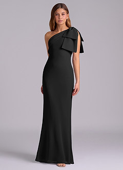 Azazie Yuanna Bridesmaid Dresses Black Mermaid One Shoulder Chiffon Dress image5
