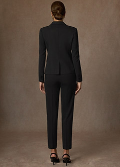 front Victoria Black Refined Weave Full Length Dress Pants