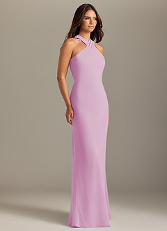 Azazie Doretta Bridesmaid Dresses Candy Pink Mermaid Pleated Chiffon Dress image3