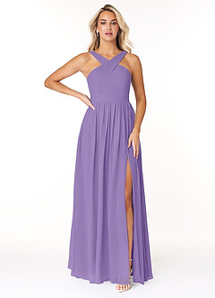 Azazie Elvira Bridesmaid Dresses Tahiti A-Line Pleated Chiffon Dress image1