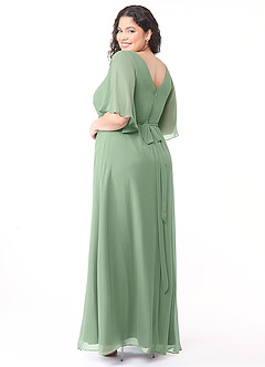 Azazie Cierra Robes de demoiselle d'honneur Robe Trapèze en Mousseline de soie Col en V Matcha image12
