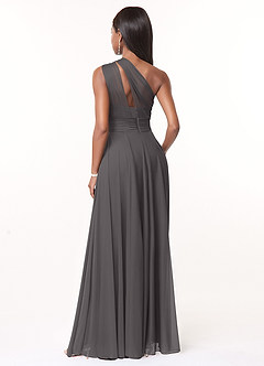 Azazie Charlize Bridesmaid Dresses A-Line One Shoulder Mesh Floor-Length Dress image5