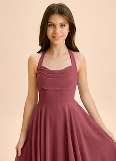 Azazie Kady Junior Robe Trapèze en Mousseline de soie Encolure en Forme de Cœur Merlot image6