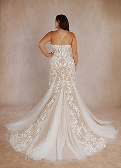 Azazie Bae Wedding Dresses Diamond White Nude Mermaid Sequins Tulle Dress image8