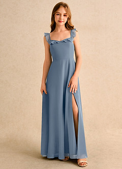 Azazie Chip Girls Formal Abiti da Ragazza di Fiori Abito A-Line in Chiffon Senza Maniche Crepuscolo image1