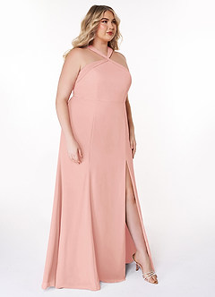 Azazie Rue Bridesmaid Dresses Rosette A-Line Halter Chiffon Dress image10