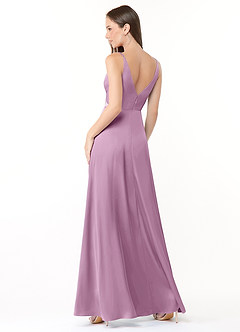 Azazie Dalilah Bridesmaid Dresses Wisteria A-Line V-Neck Pleated Stretch Satin Dress image2