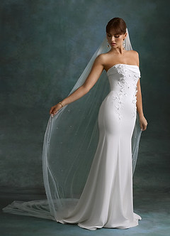 Azazie Katniss Robes de mariée Robe Sirène en Crêpe Dos Satin Bustier Diamant Blanc Champagne image4