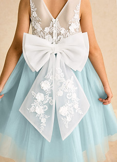 Azazie Lina Flower Girl Dresses Ivory Mist Ball-Gown Lace Dress image7
