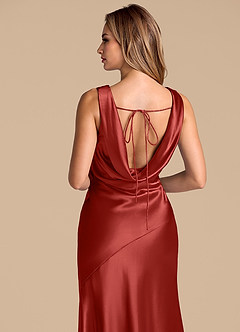 Azazie Rylina Brautjungfernkleider Meerjungfrau-Linie Metallischer Satin Kleid Rost image2