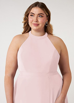 Azazie Clarice Bridesmaid Dresses Blushing Pink A-Line Halter Chiffon Dress image13