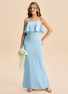 Azazie Galene Junior Syrena Satyna elastyczna Długość podłogi Młodsza druhna Sukienka image3