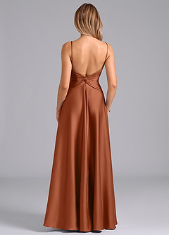 Azazie Elita Bridesmaid Dresses Cedar Rose A-Line Pleated Stretch Satin Dress image5