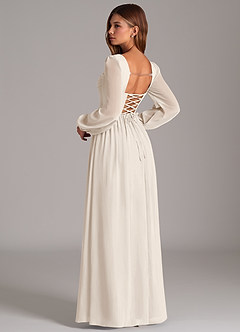 Azazie Maree Bridesmaid Dresses White Alabaster A-Line Corset Chiffon Dress image2