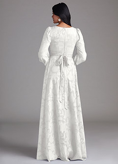 Azazie Leonia Brautjungfernkleider A-Linie Langarm Blumen-Burnout Kleid Weiß image3