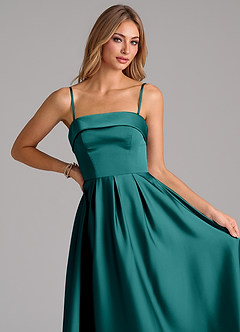 Azazie Lucienne Brautjungfernkleider Wandelbar A-Linie Schulterfrei Stretch-Satin Kleid Pfau image2