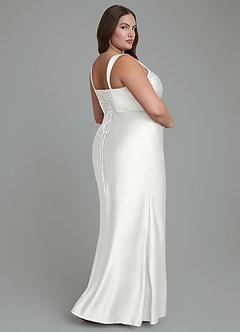 Azazie Agustina Bridesmaid Dresses White Mermaid Corset Stretch Satin Dress image8