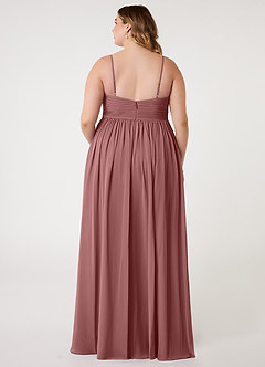 Azazie Alia Abiti da Damigella Abito A-Line in Chiffon Plissettato Rosa Del Deserto image7