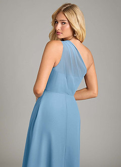 Azazie Phaedra Bridesmaid Dresses Steel Blue A-Line One Shoulder Chiffon Dress image6