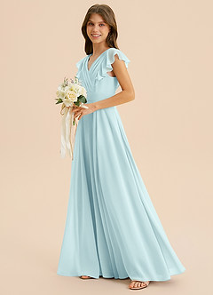 Azazie Anysa Junior Robe Trapèze en Mousseline de soie Rayé Verre De Mer image6