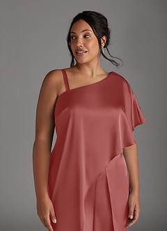 Azazie Hagretta Mother of the Bride Dresses Antique Rose Jumpsuit/Pantsuit Stretch Satin Dress image12