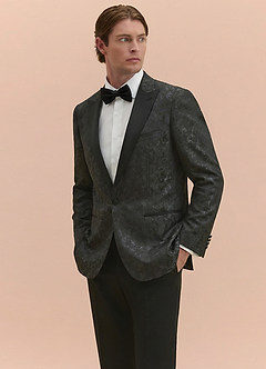 front Joseph Black Formal Jacquard Peak Lapel Tuxedo Jacket