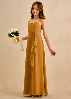Azazie lolly Girls Formal Flower Girl Dresses Butterscotch A-Line Pleated Chiffon Dress image1